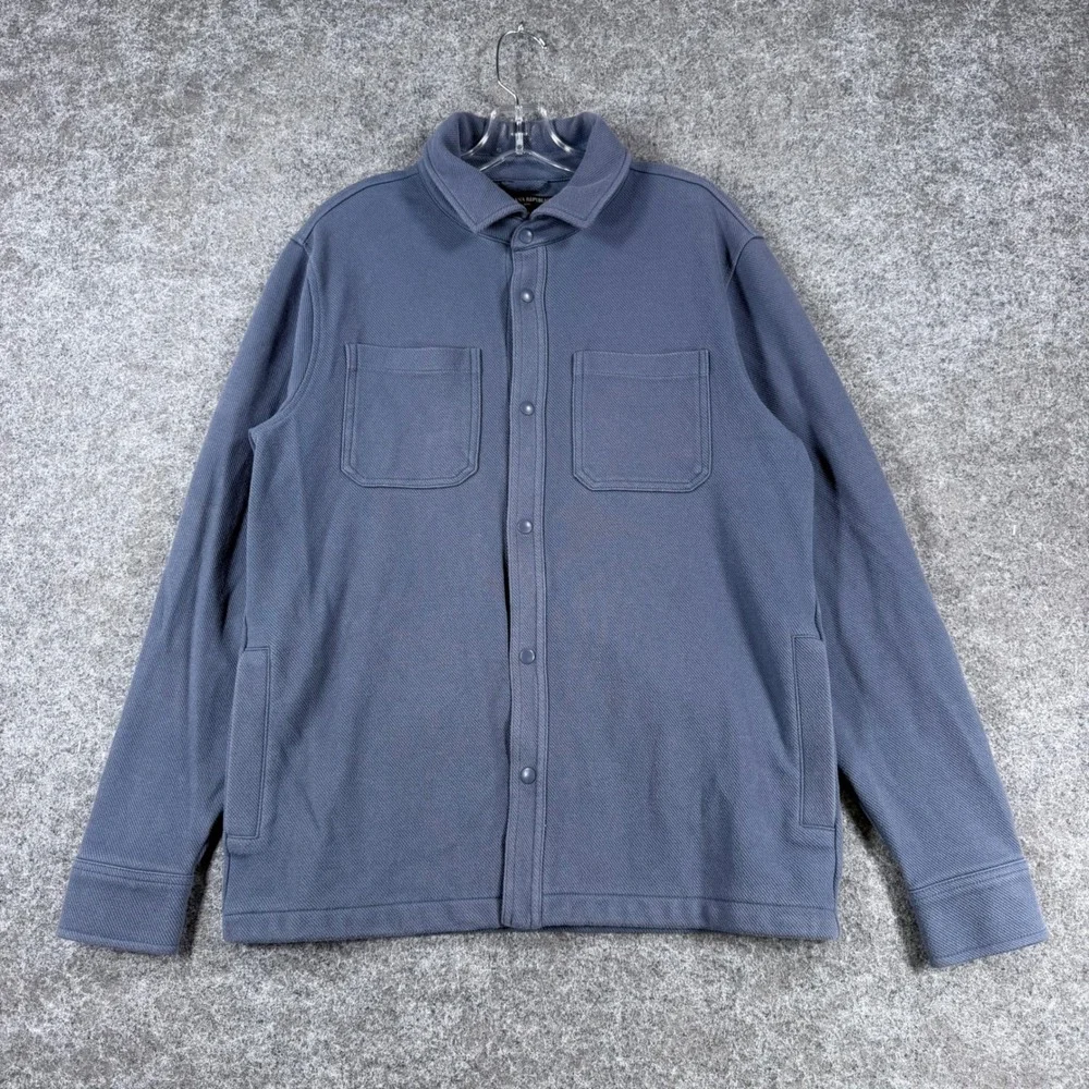 Banana Republic Mens M Blue Snap Front Shirt Jacket Overshirt Utility Pockets
